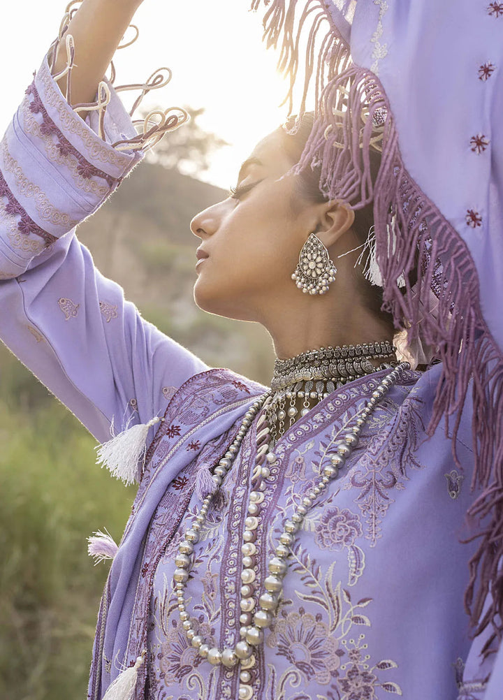 Lyra by Meerak Embroidered Peach Wool Suit Unstitched 3 Piece MRK24LW D-03 Lilac - Winter Collection