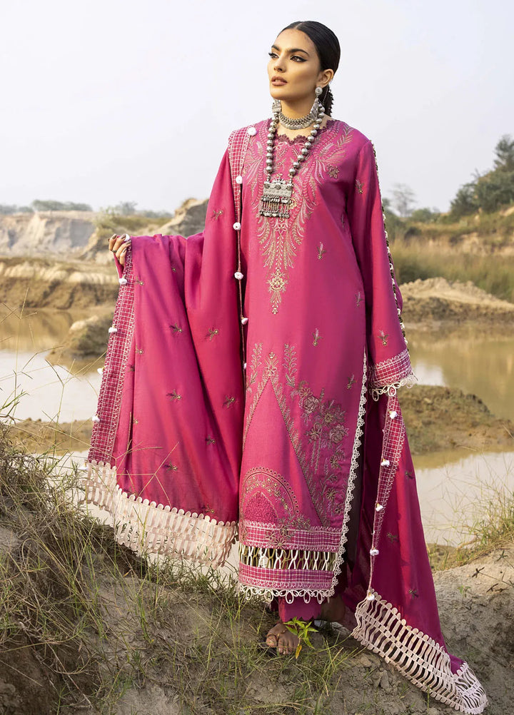 Lyra by Meerak Embroidered Peach Wool Suit Unstitched 3 Piece MRK24LW D-05 Mohagni - Winter Collection