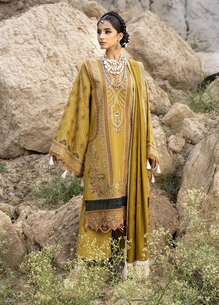 Lyra by Meerak Embroidered Peach Wool Suit Unstitched 3 Piece MRK24LW D-06 Mushq - Winter Collection