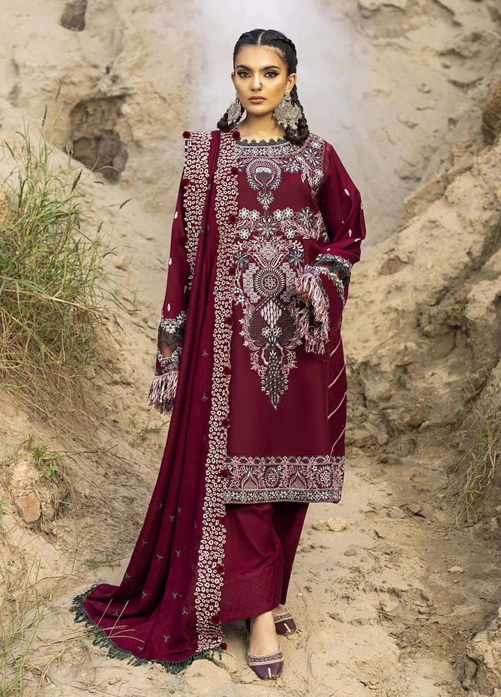 Lyra by Meerak Embroidered Peach Wool Suit Unstitched 3 Piece MRK24LW D-08 Sarosh - Winter Collection