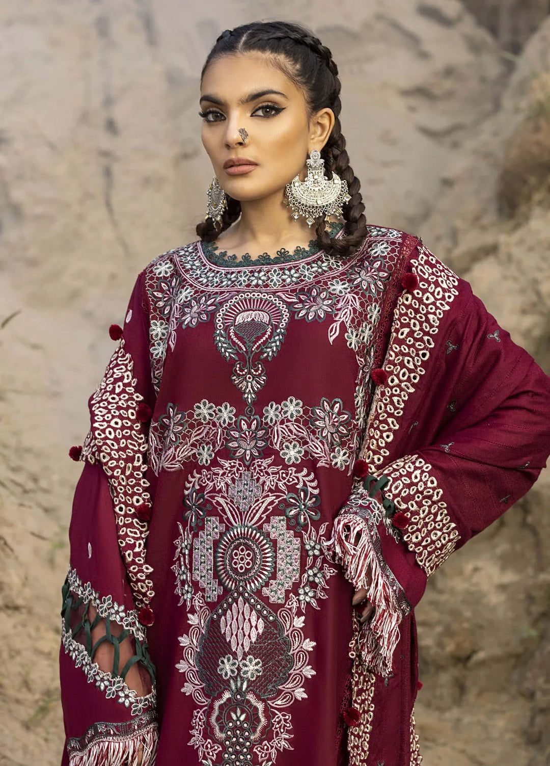 Lyra by Meerak Embroidered Peach Wool Suit Unstitched 3 Piece MRK24LW D-08 Sarosh - Winter Collection