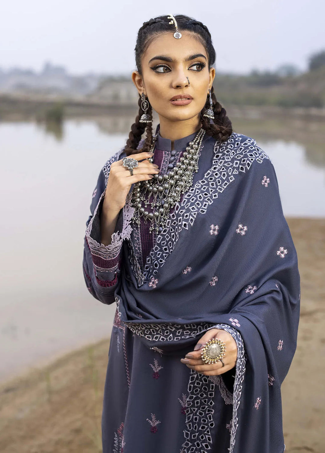 Lyra by Meerak Embroidered Peach Wool Suit Unstitched 3 Piece MRK24LW D-10 Zoha - Winter Collection