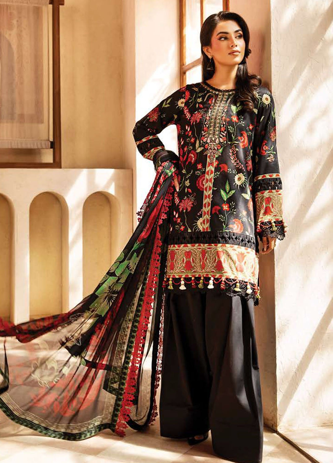 M Basic by Maria B Embroidered Lawn Suits Unstitched 3 Piece MB25EE D-01 A - Summer Collection
