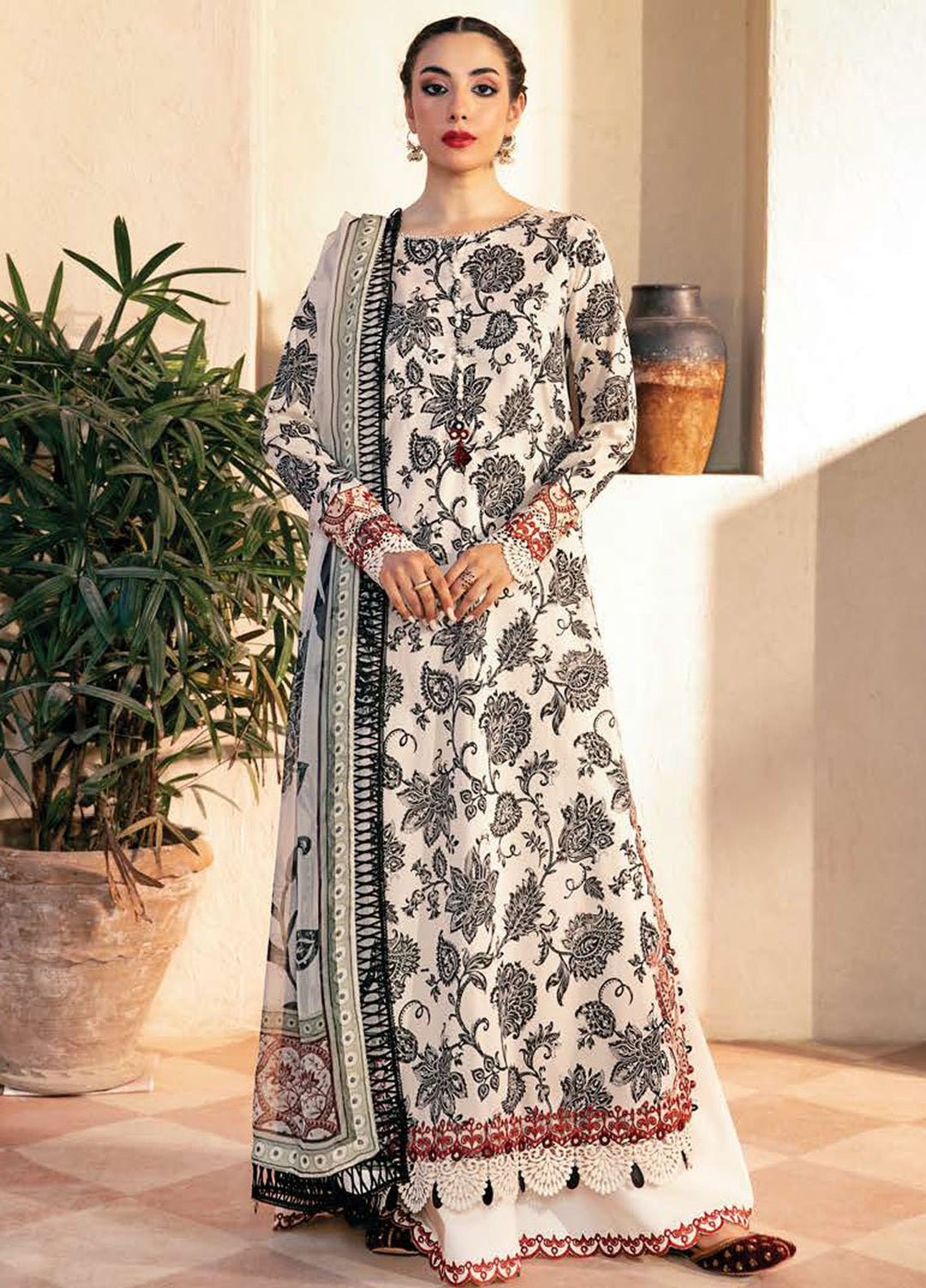 M Basic by Maria B Embroidered Lawn Suits Unstitched 3 Piece MB25EE D-09 A - Summer Collection