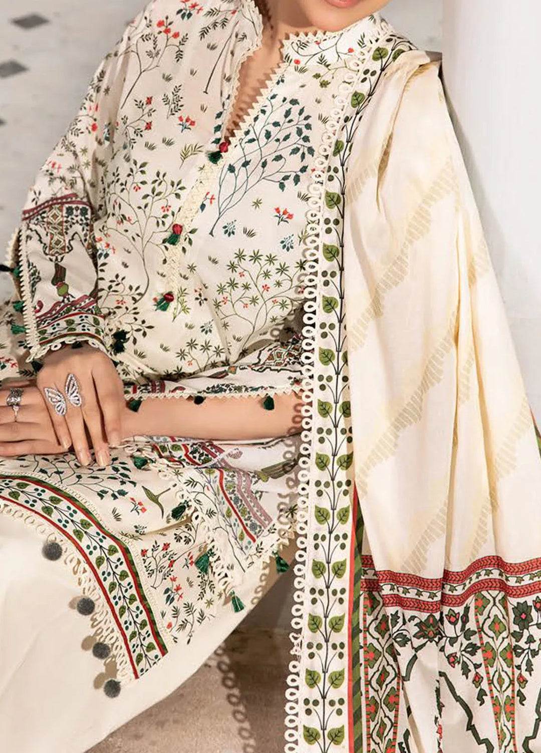 M basic Elaheh by Maria B Printed Lawn Suit Unstitched 3 Piece MB25EM D-02 - Summer Collection