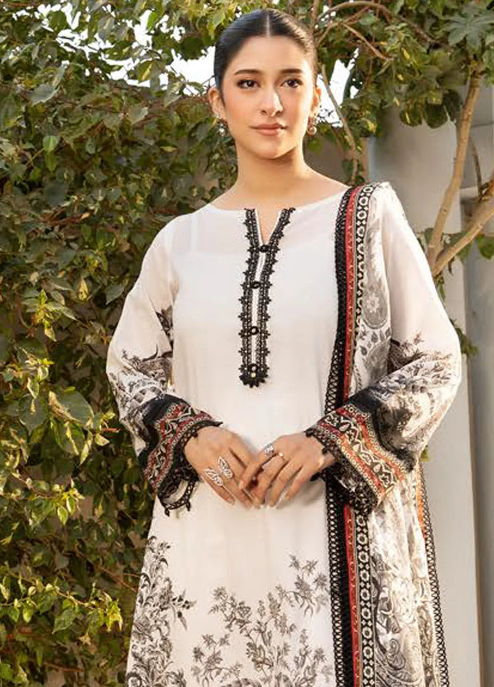 M basic Elaheh by Maria B Printed Lawn Suit Unstitched 3 Piece MB25EM D-05 - Summer Collection
