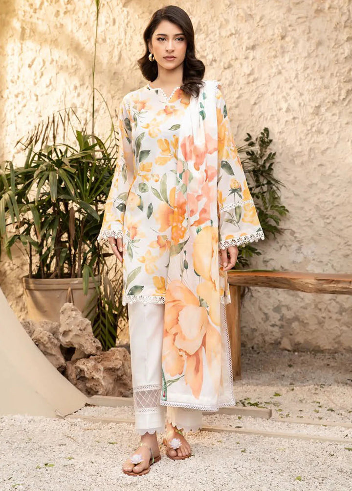 M basic Elaheh by Maria B Printed Lawn Suit Unstitched 3 Piece MB25EM D-08 - Summer Collection