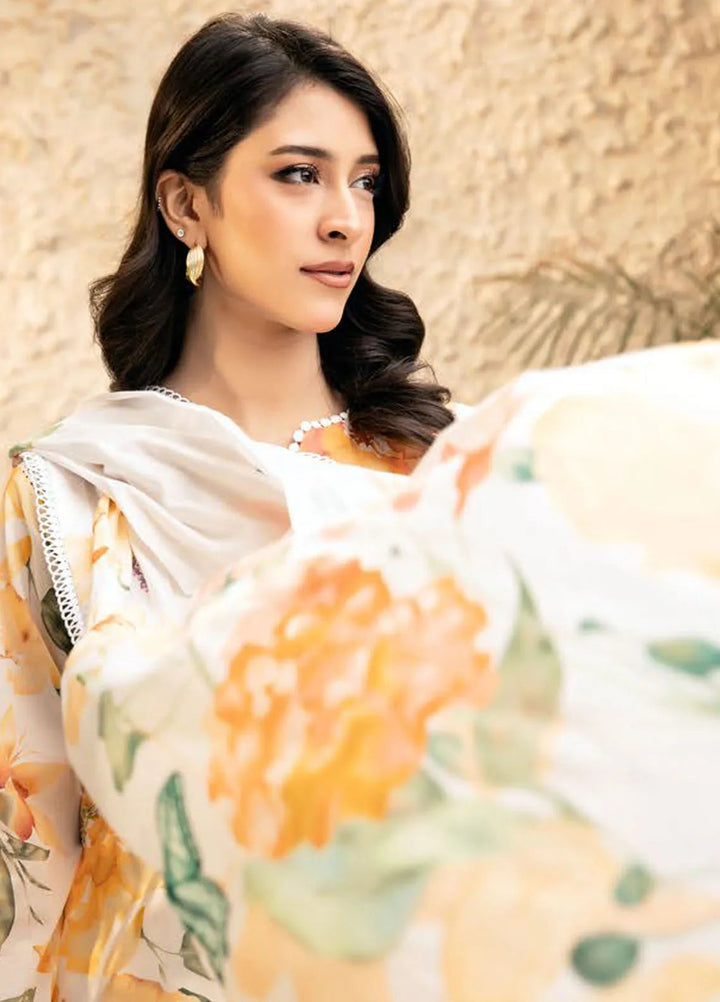 M basic Elaheh by Maria B Printed Lawn Suit Unstitched 3 Piece MB25EM D-08 - Summer Collection