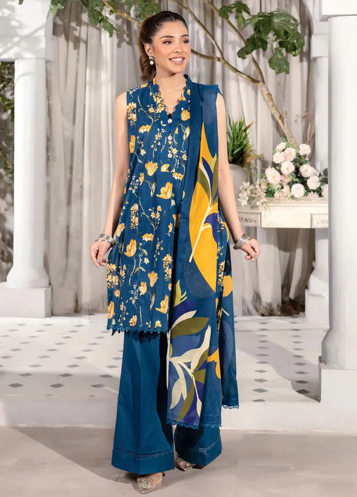 M basic Elaheh by Maria B Printed Lawn Suit Unstitched 3 Piece MB25EM D-09 - Summer Collection