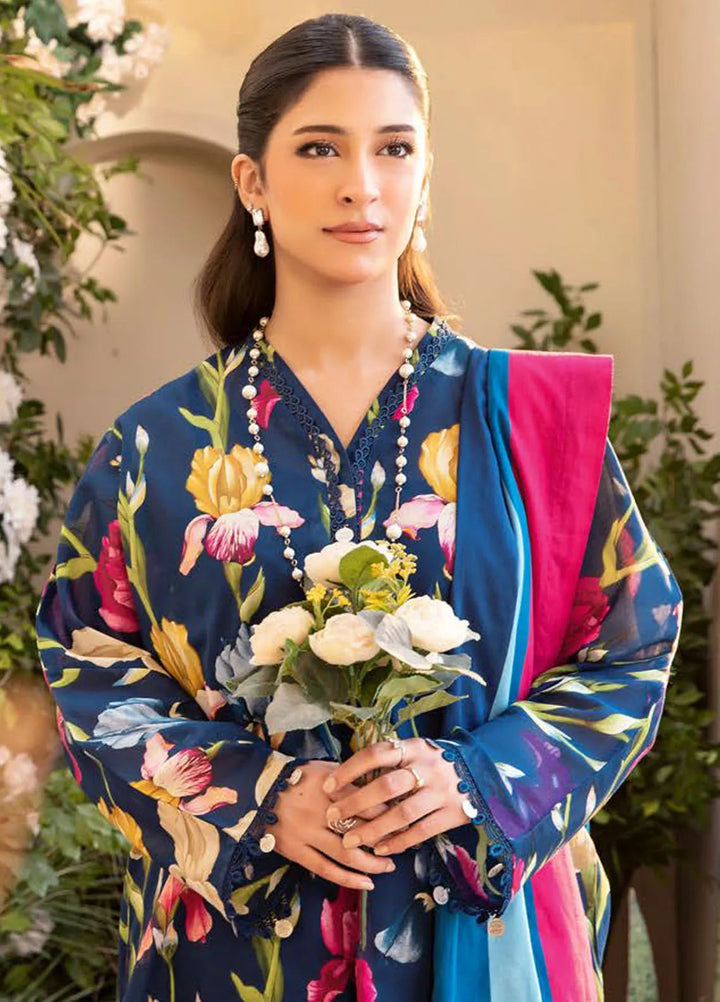 M basic Elaheh by Maria B Printed Lawn Suit Unstitched 3 Piece MB25EM D-10 - Summer Collection