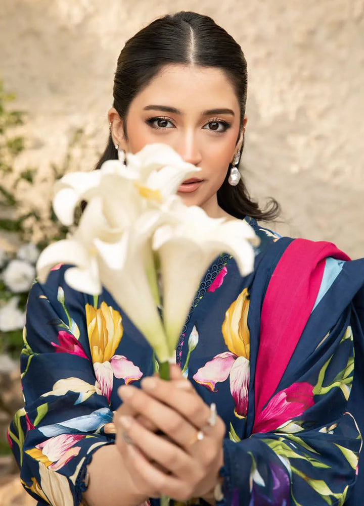 M basic Elaheh by Maria B Printed Lawn Suit Unstitched 3 Piece MB25EM D-10 - Summer Collection