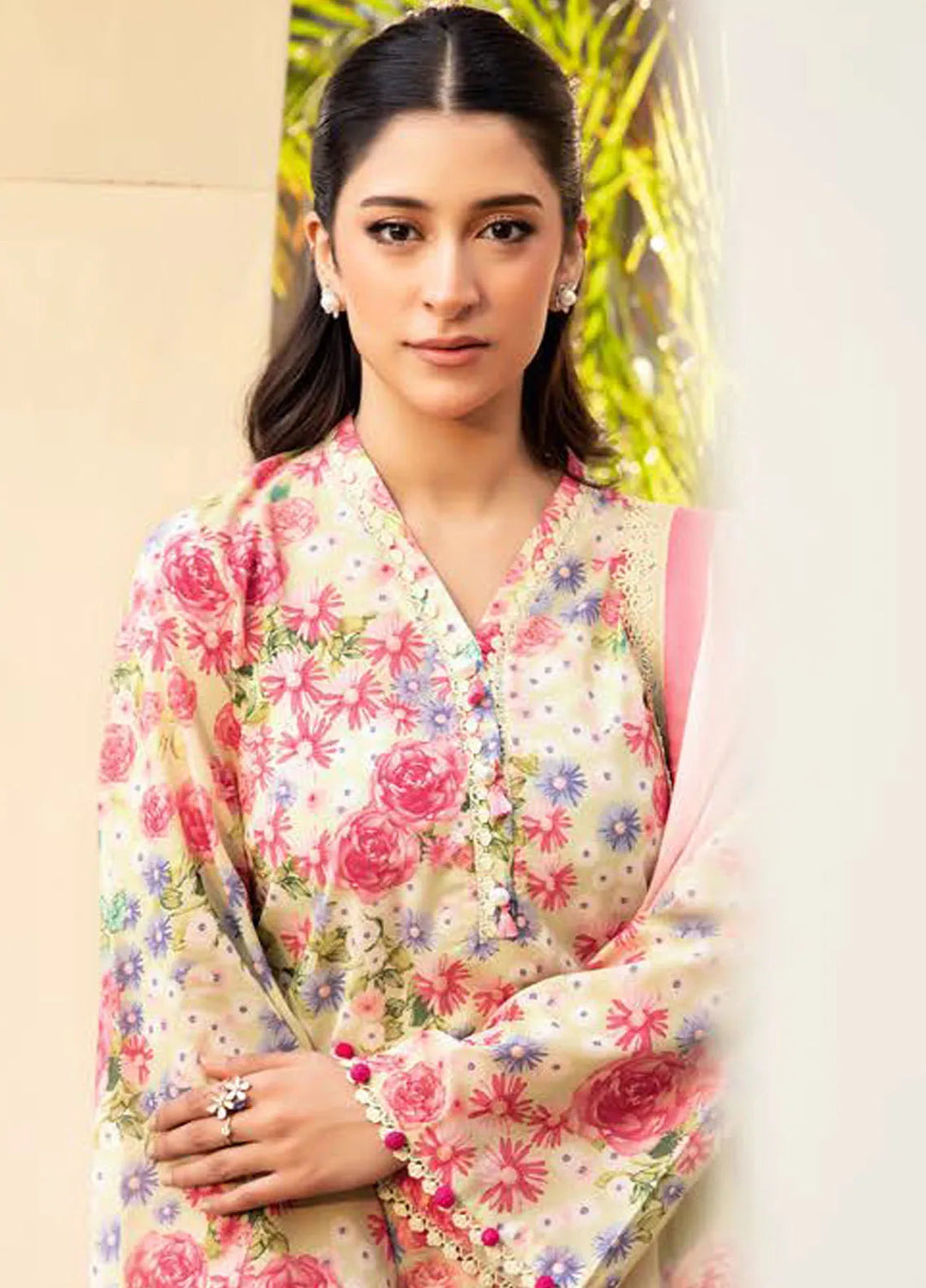 M basic Elaheh by Maria B Printed Lawn Suit Unstitched 3 Piece MB25EM D-11 - Summer Collection