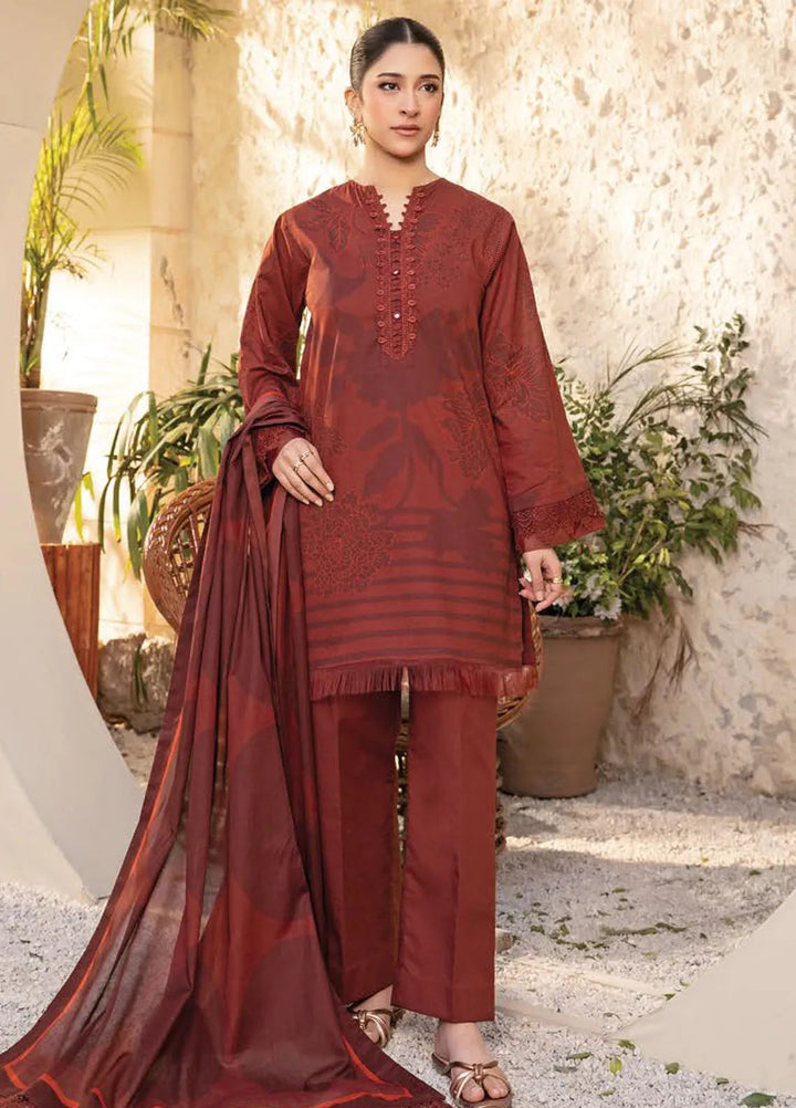 M basic Elaheh by Maria B Printed Lawn Suit Unstitched 3 Piece MB25EM D-12 - Summer Collection
