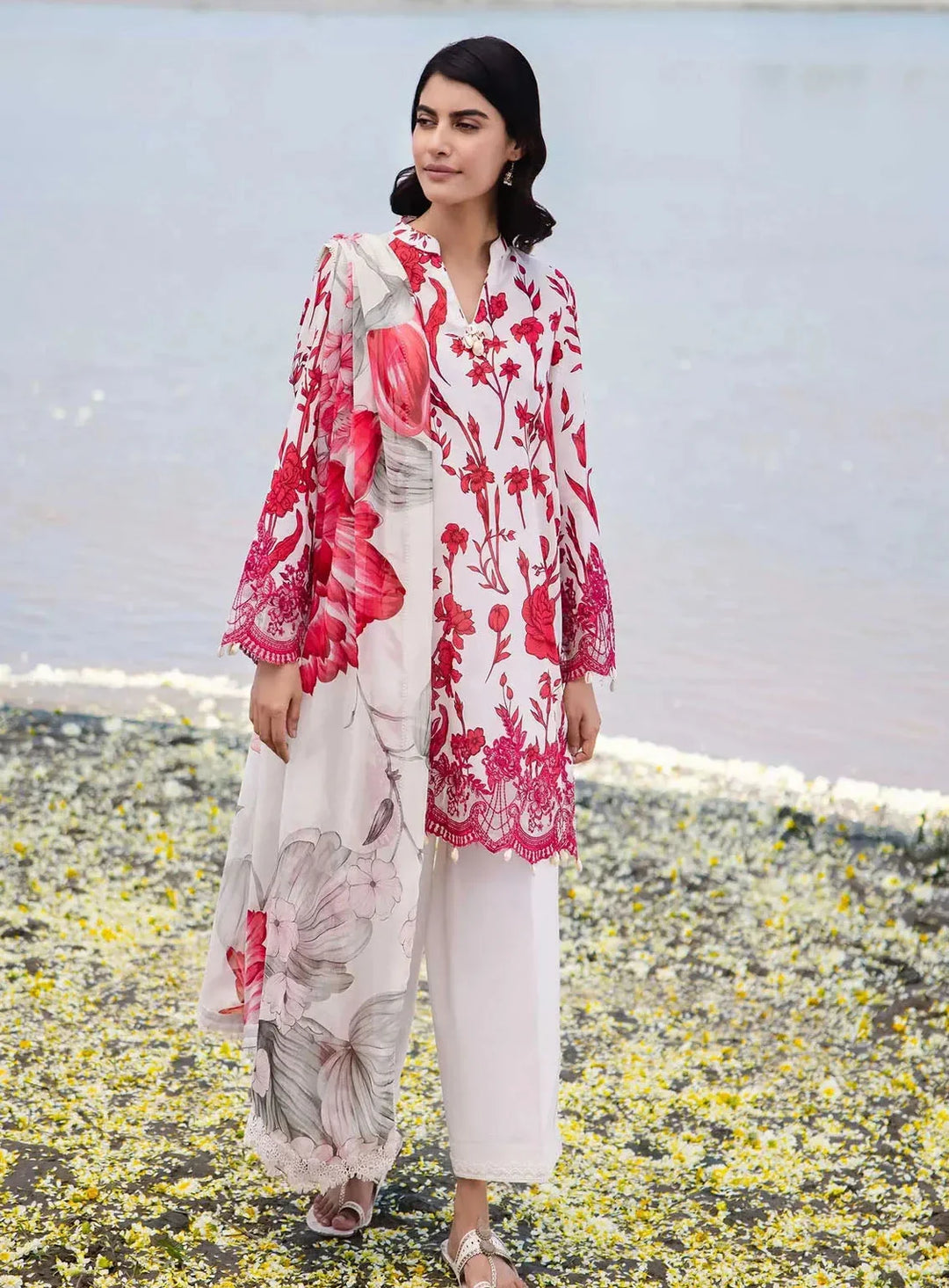 M Basics By Maria B Embroidered Lawn Suit Unstitched 3 Piece MB24M2 5A - Summer Collection