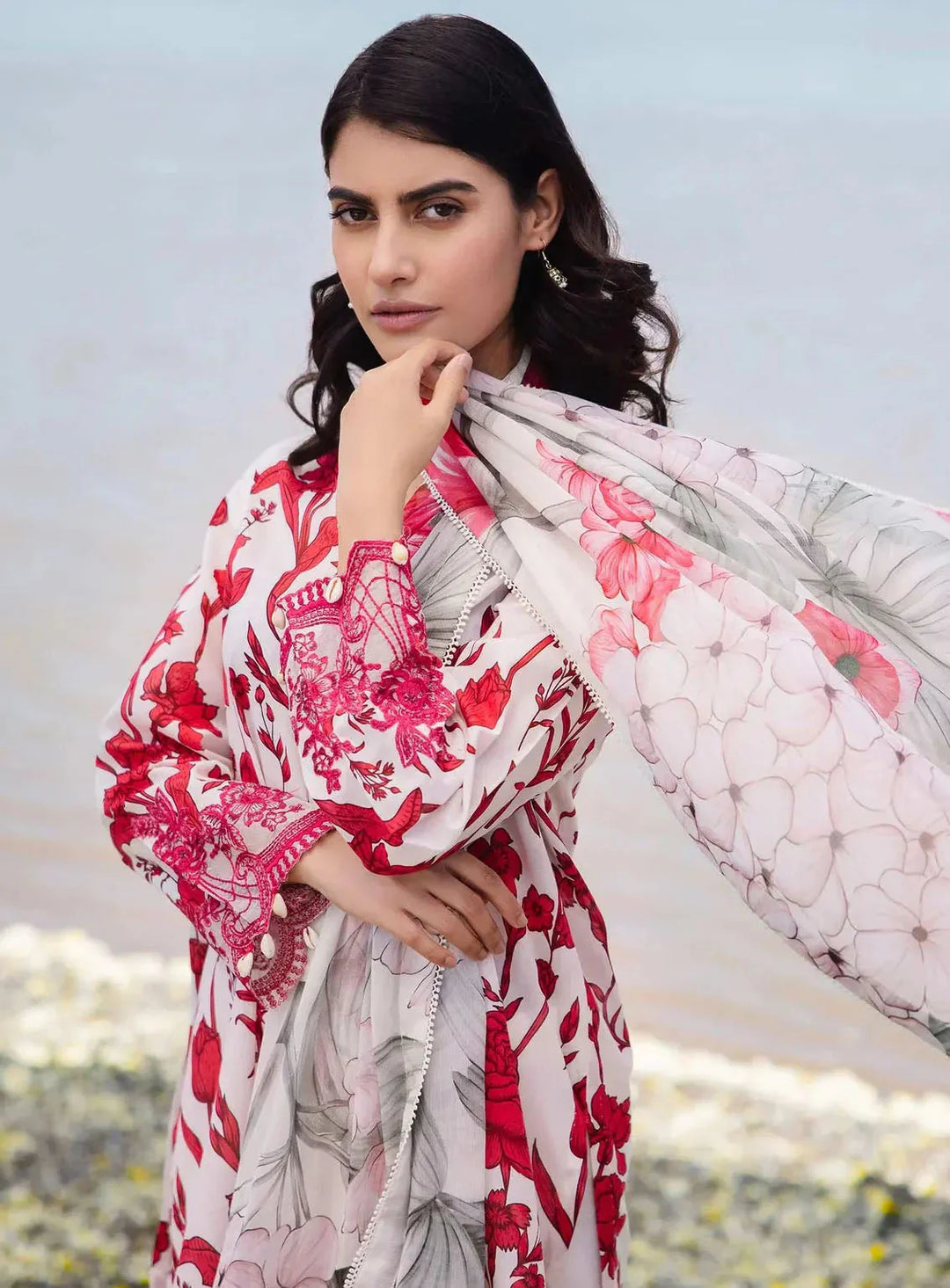 M Basics By Maria B Embroidered Lawn Suit Unstitched 3 Piece MB24M2 5A - Summer Collection