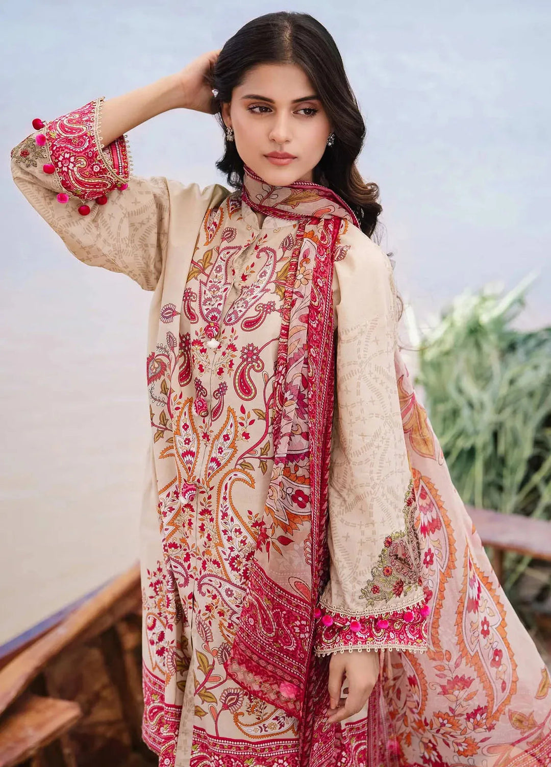 M Basics By Maria B Embroidered Lawn Suit Unstitched 3 Piece MB24M2 10B - Summer Collection