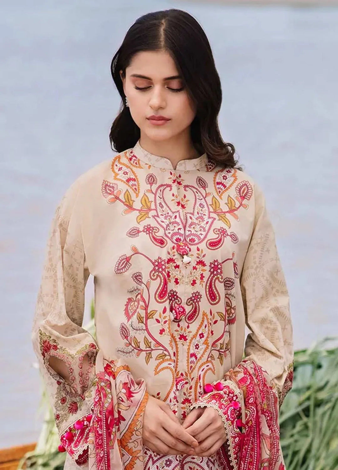 M Basics By Maria B Embroidered Lawn Suit Unstitched 3 Piece MB24M2 10B - Summer Collection