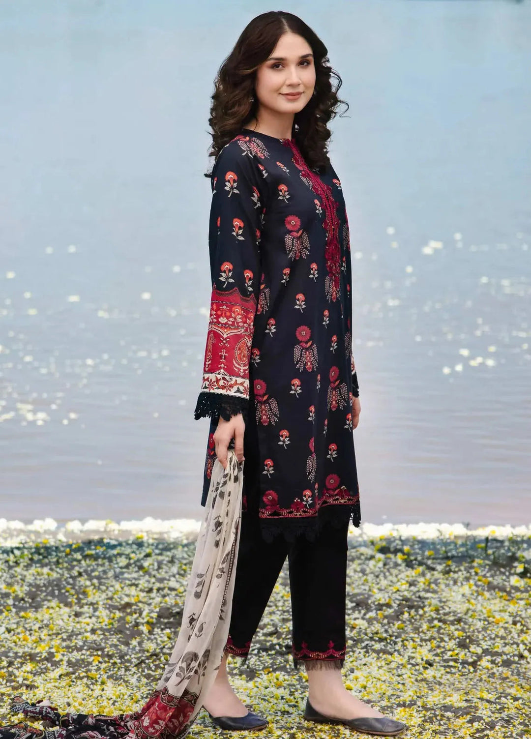 M Basics By Maria B Embroidered Lawn Suit Unstitched 3 Piece MB24M2 12A - Summer Collection