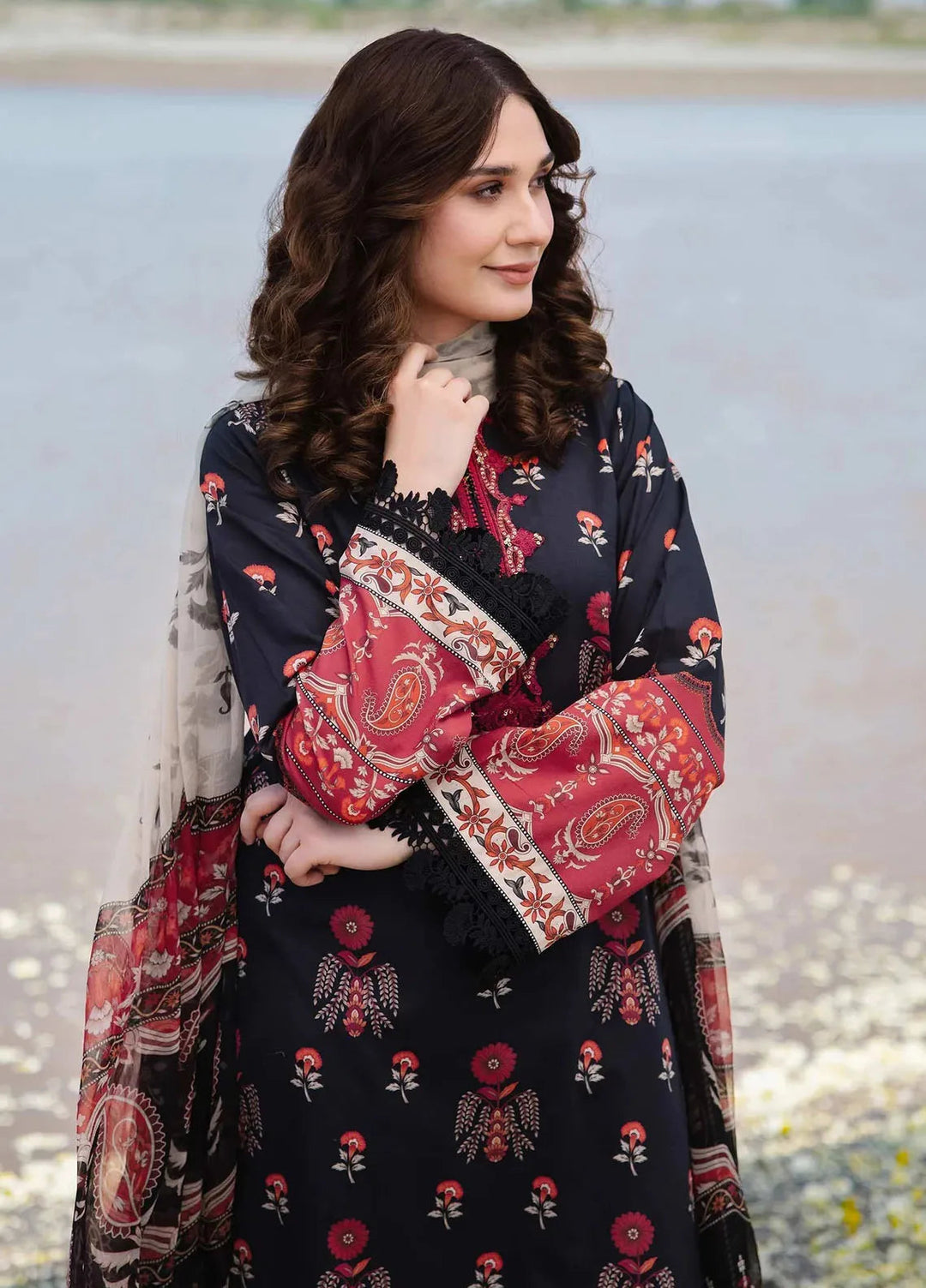 M Basics By Maria B Embroidered Lawn Suit Unstitched 3 Piece MB24M2 12A - Summer Collection