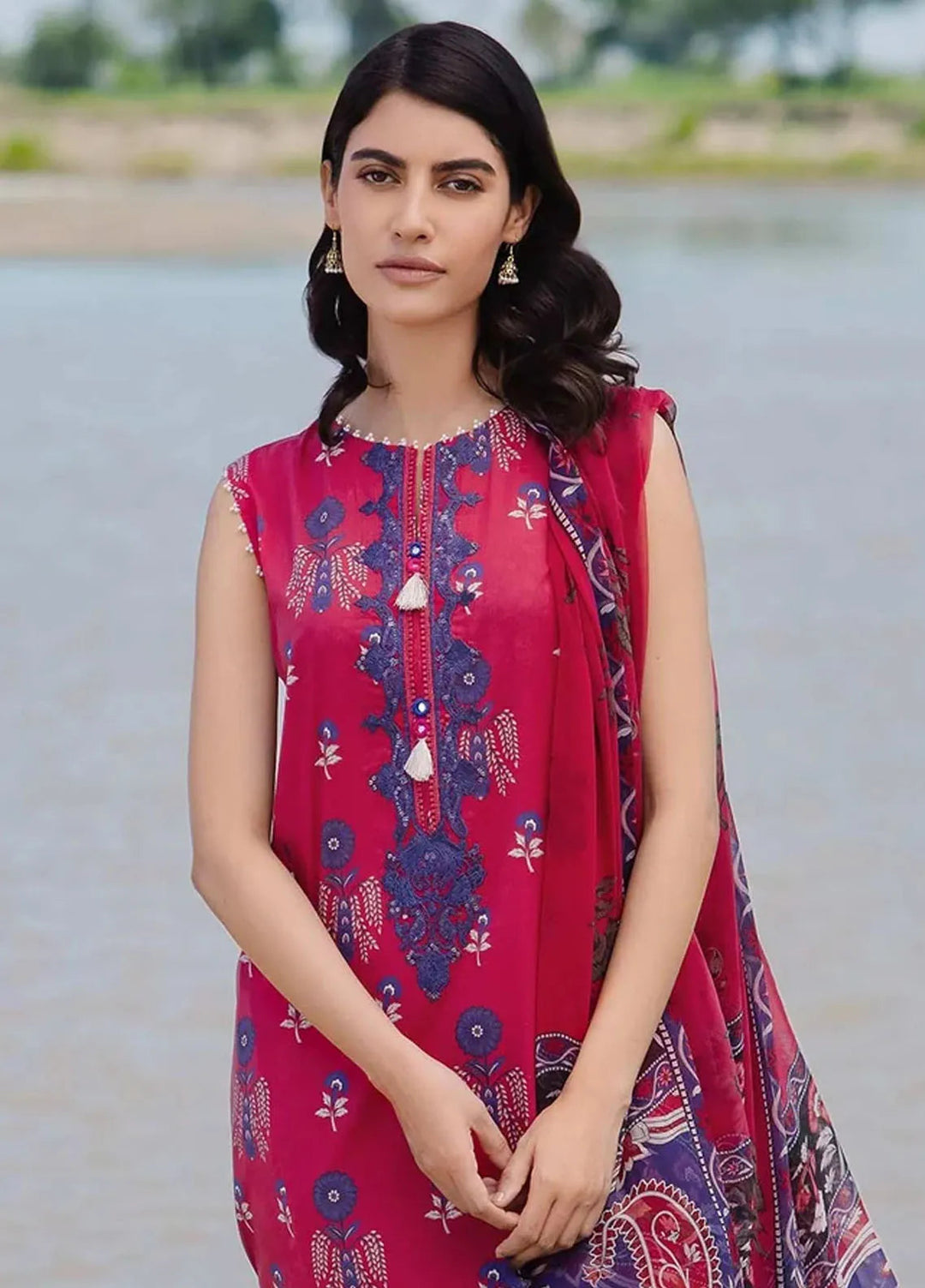M Basics By Maria B Embroidered Lawn Suit Unstitched 3 Piece MB24M2 12B - Summer Collection