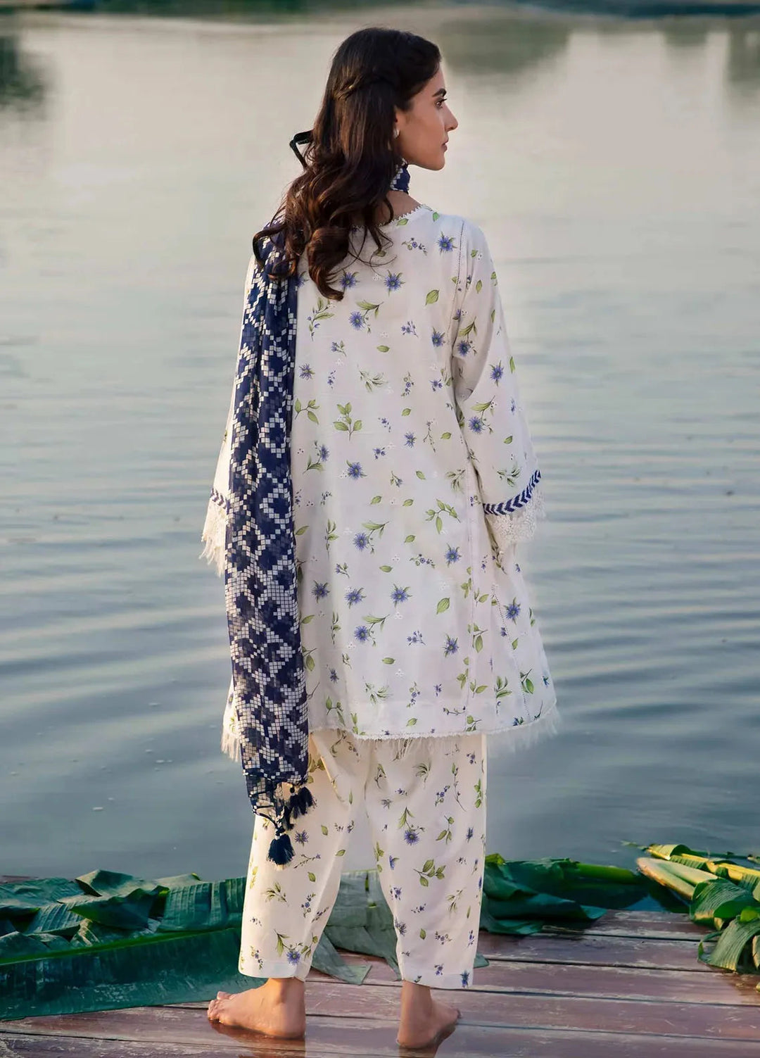 M Basics By Maria B Embroidered Lawn Suit Unstitched 3 Piece MB24M2 1A - Summer Collection