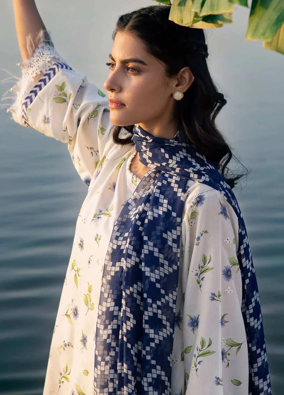 M Basics By Maria B Embroidered Lawn Suit Unstitched 3 Piece MB24M2 1A - Summer Collection