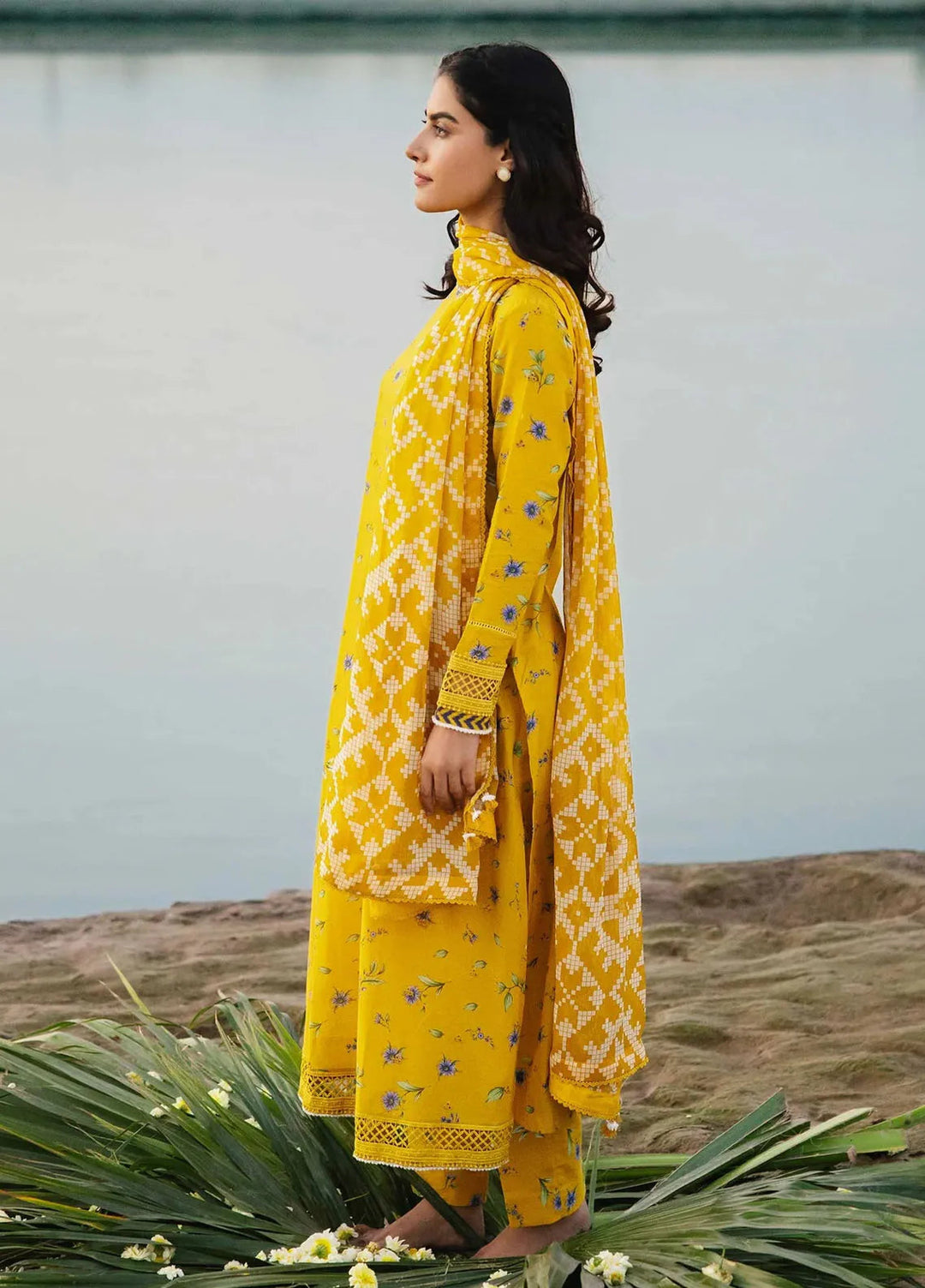 M Basics By Maria B Embroidered Lawn Suit Unstitched 3 Piece MB24M2 1B - Summer Collection