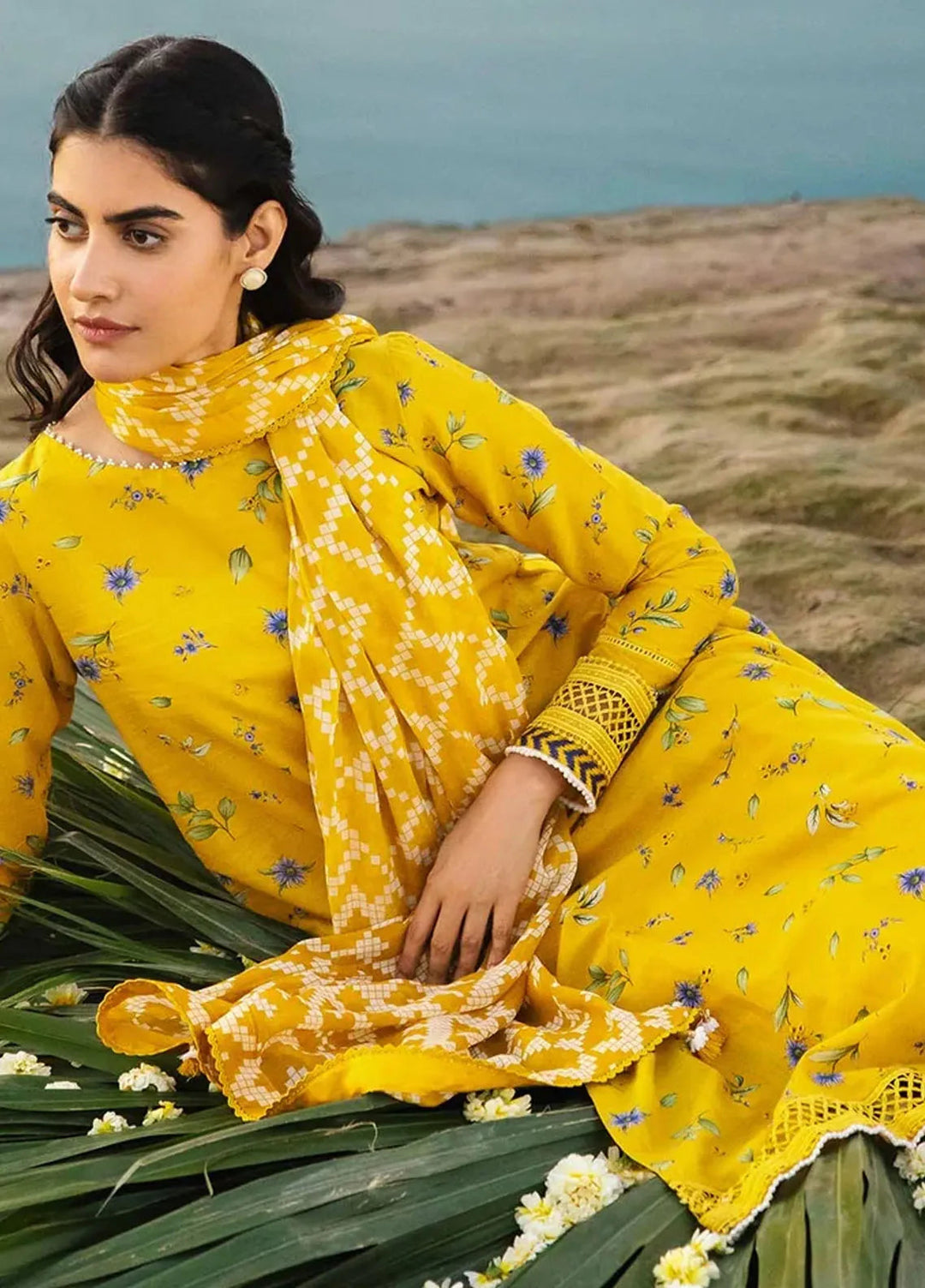 M Basics By Maria B Embroidered Lawn Suit Unstitched 3 Piece MB24M2 1B - Summer Collection