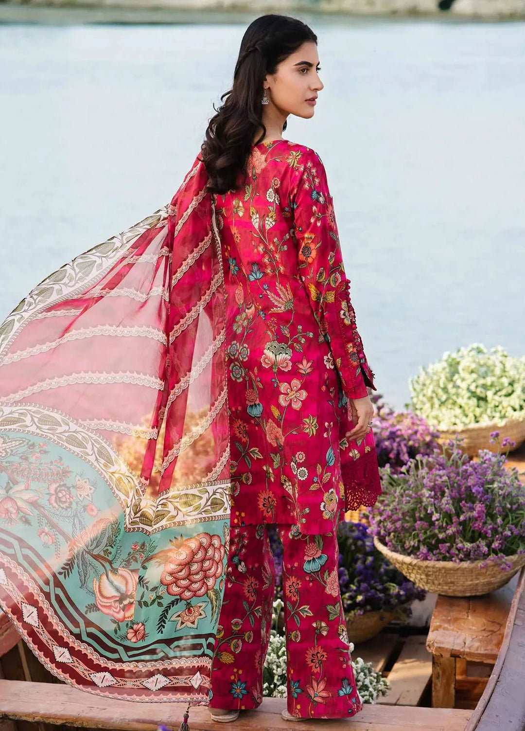 M Basics By Maria B Embroidered Lawn Suit Unstitched 3 Piece MB24M2 2B - Summer Collection