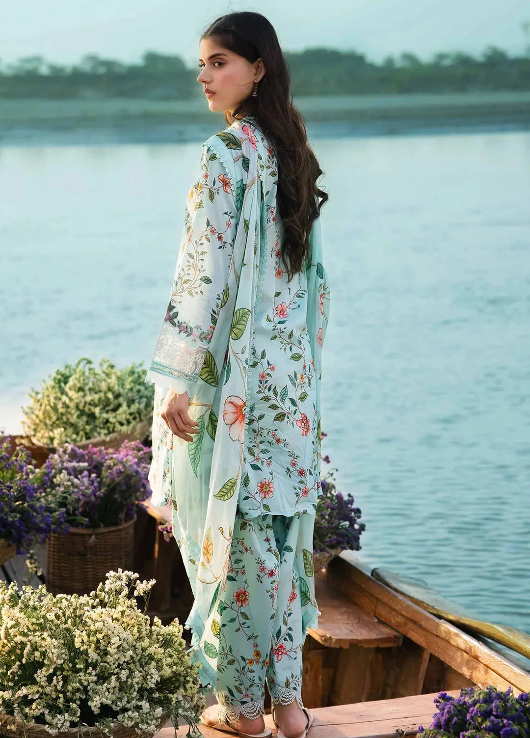 M Basics By Maria B Embroidered Lawn Suit Unstitched 3 Piece MB24M2 6B - Summer Collection