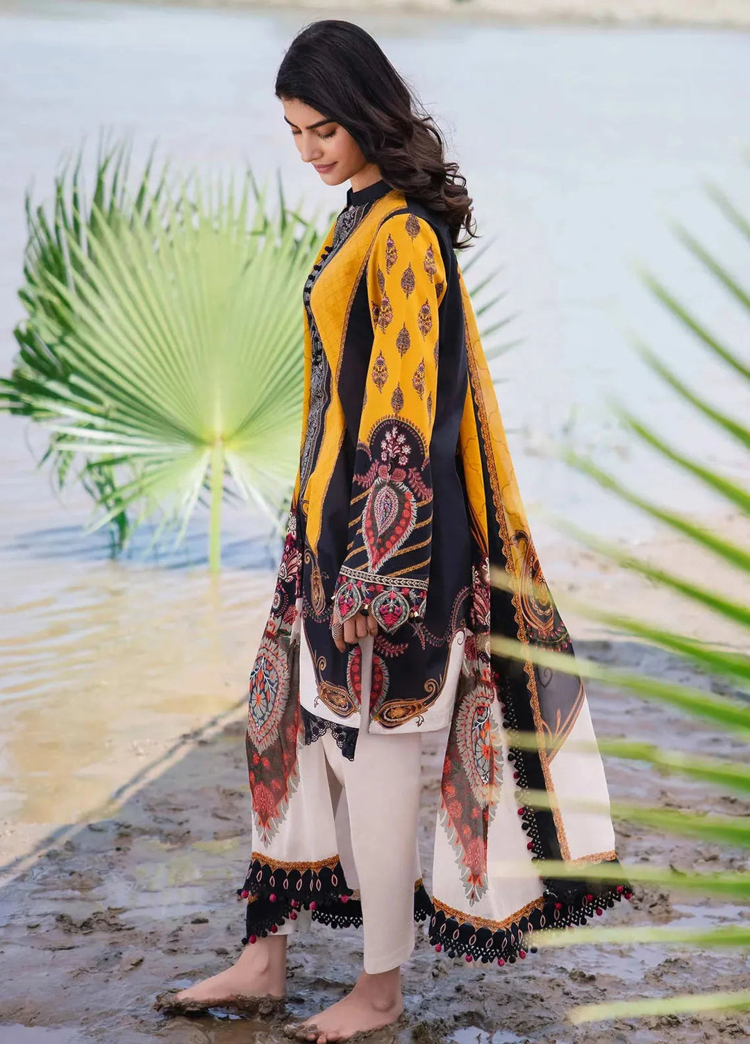 M Basics By Maria B Embroidered Lawn Suit Unstitched 3 Piece MB24M2 7B - Summer Collection