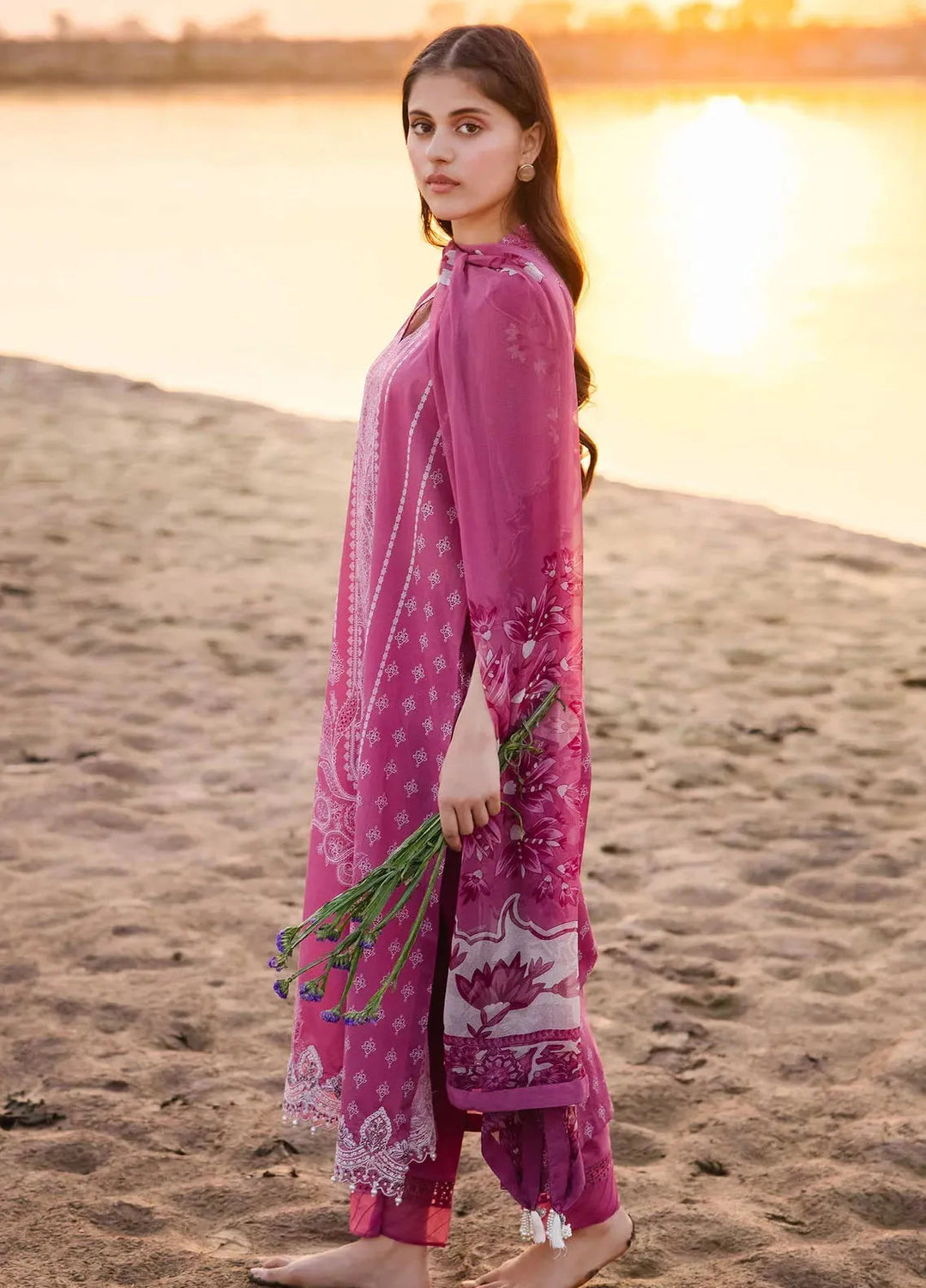 M Basics By Maria B Embroidered Lawn Suit Unstitched 3 Piece MB24M2 8B - Summer Collection
