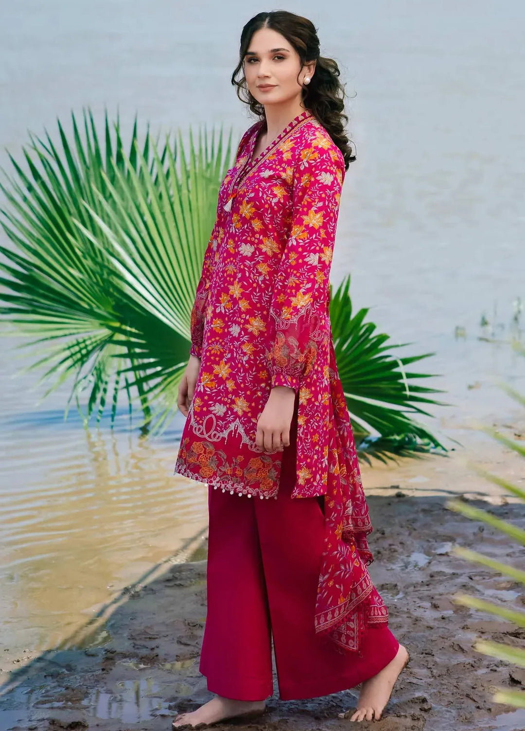 M Basics By Maria B Embroidered Lawn Suit Unstitched 3 Piece MB24M2 9A - Summer Collection