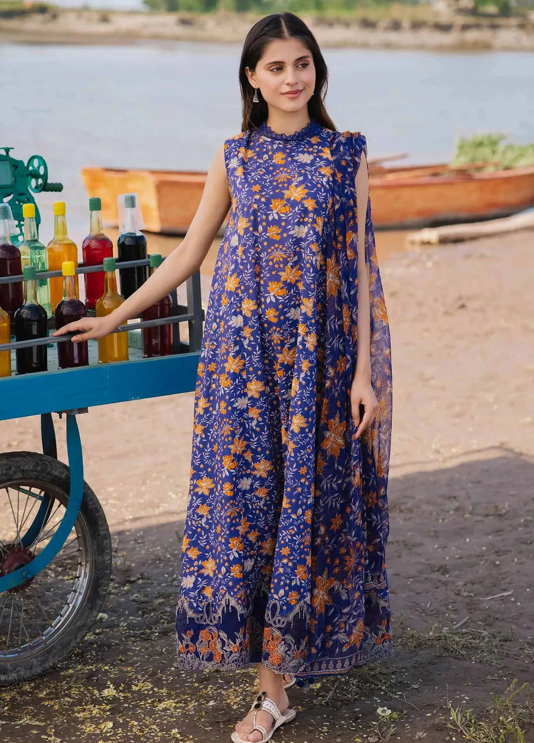 M Basics By Maria B Embroidered Lawn Suit Unstitched 3 Piece MB24M2 9B - Summer Collection