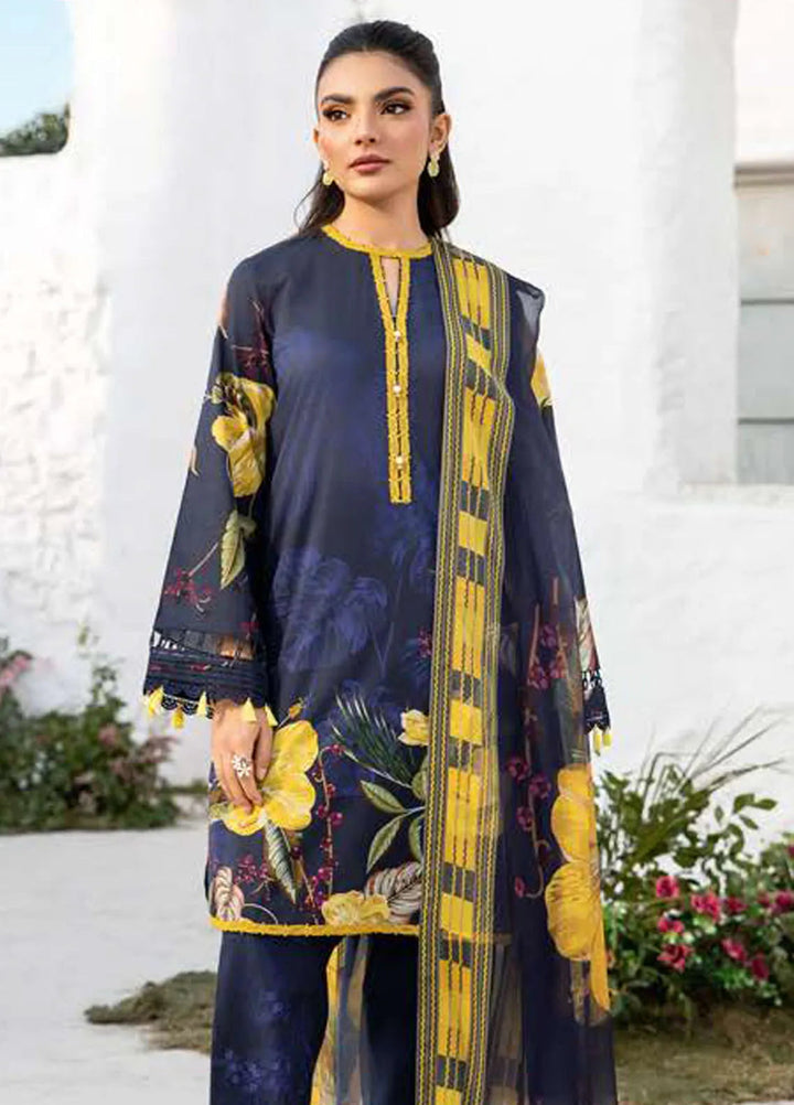 M Basics by Maria B Printed Lawn Suit Unstitched 3 Piece MB25BL D-10B - Summer Collection