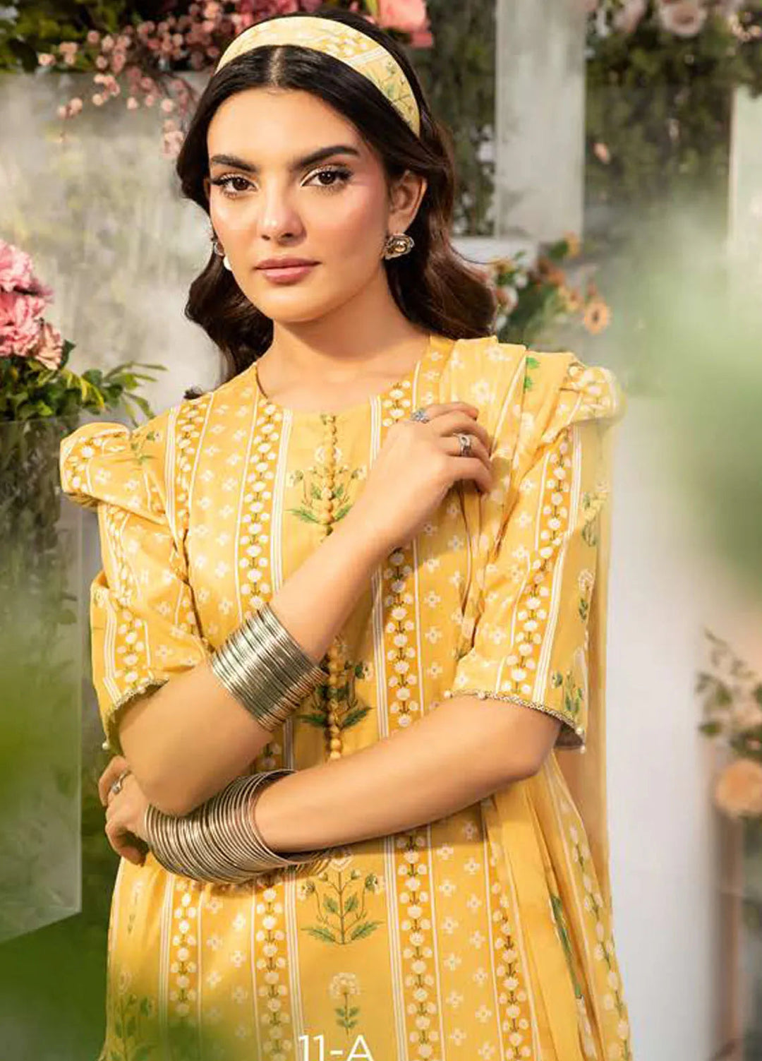 M Basics by Maria B Printed Lawn Suit Unstitched 3 Piece MB25BL D-11A - Summer Collection