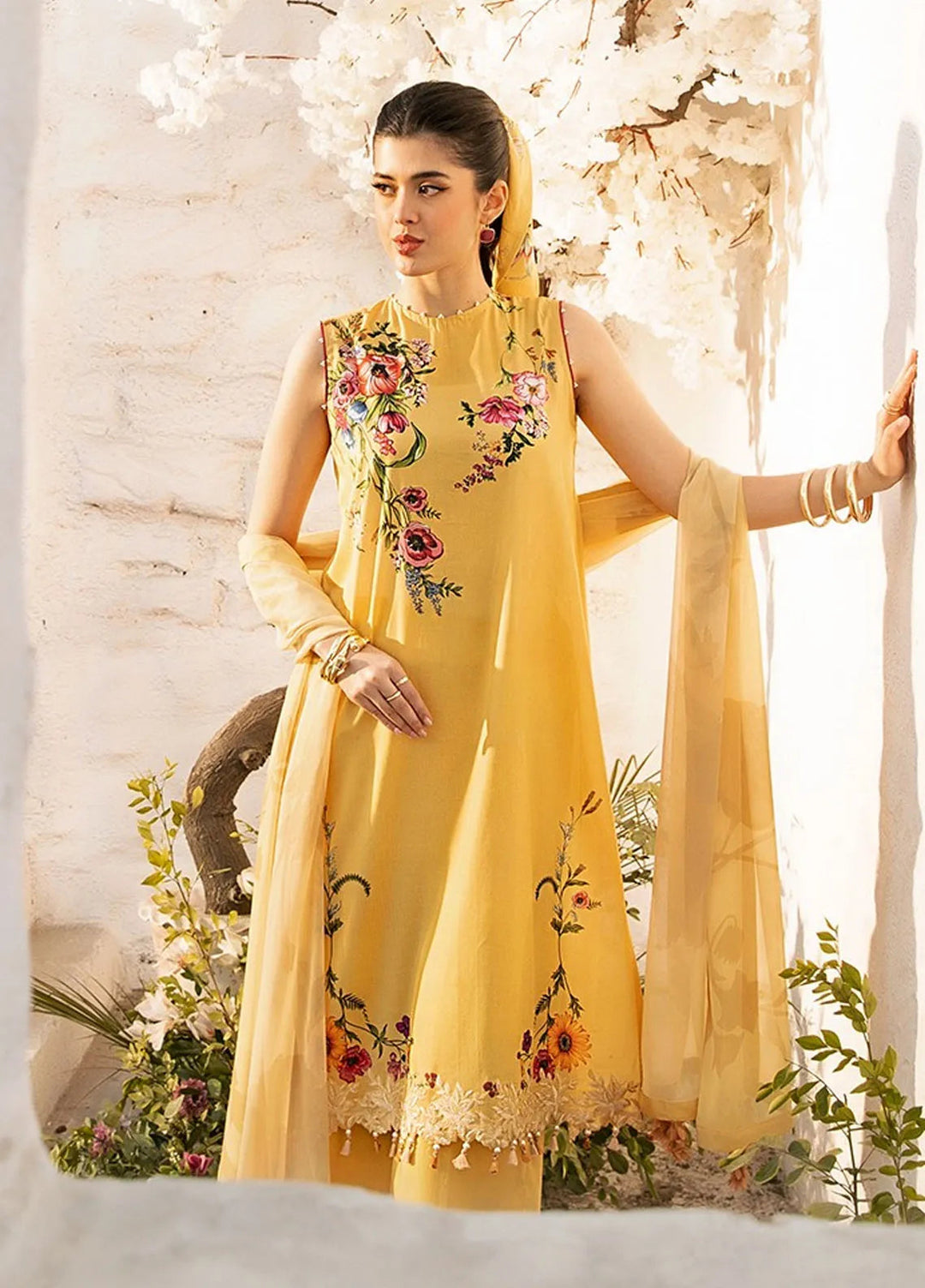 M Basics by Maria B Printed Lawn Suit Unstitched 3 Piece MB25BL D-12A - Summer Collection