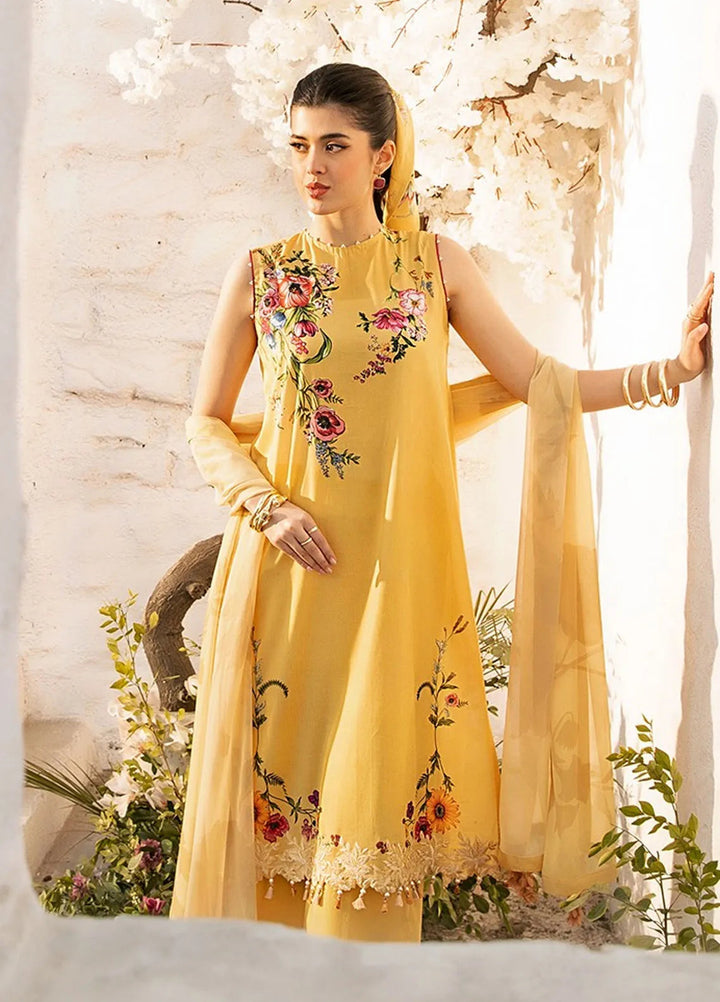 M Basics by Maria B Printed Lawn Suit Unstitched 3 Piece MB25BL D-12A - Summer Collection