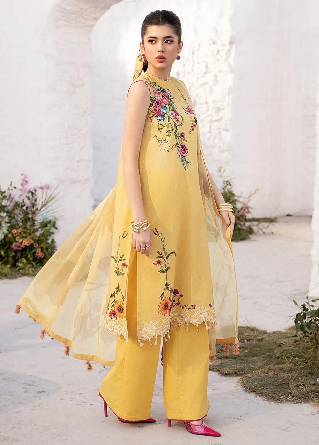 M Basics by Maria B Printed Lawn Suit Unstitched 3 Piece MB25BL D-12A - Summer Collection