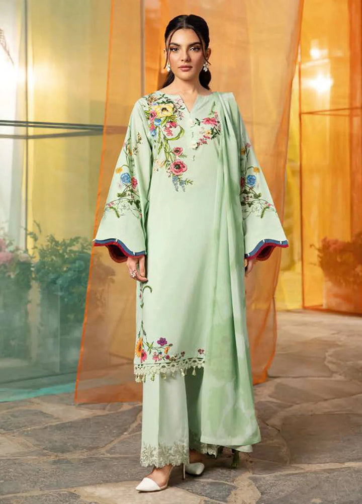 M Basics by Maria B Printed Lawn Suit Unstitched 3 Piece MB25BL D-12B - Summer Collection