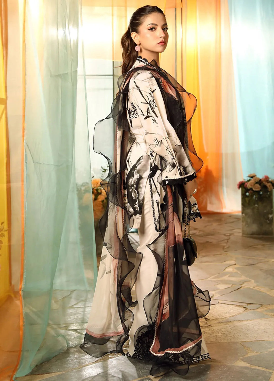 M Basics by Maria B Printed Lawn Suit Unstitched 3 Piece MB25BL D-13B - Summer Collection