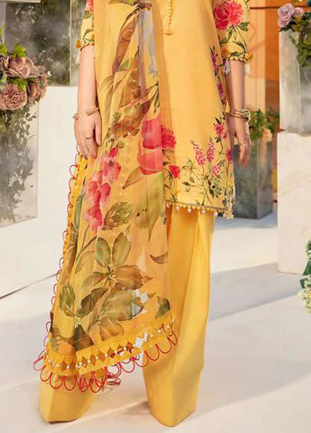 M Basics by Maria B Printed Lawn Suit Unstitched 3 Piece MB25BL D-1A - Summer Collection