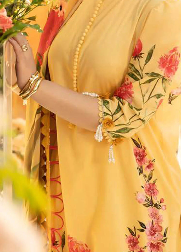 M Basics by Maria B Printed Lawn Suit Unstitched 3 Piece MB25BL D-1A - Summer Collection