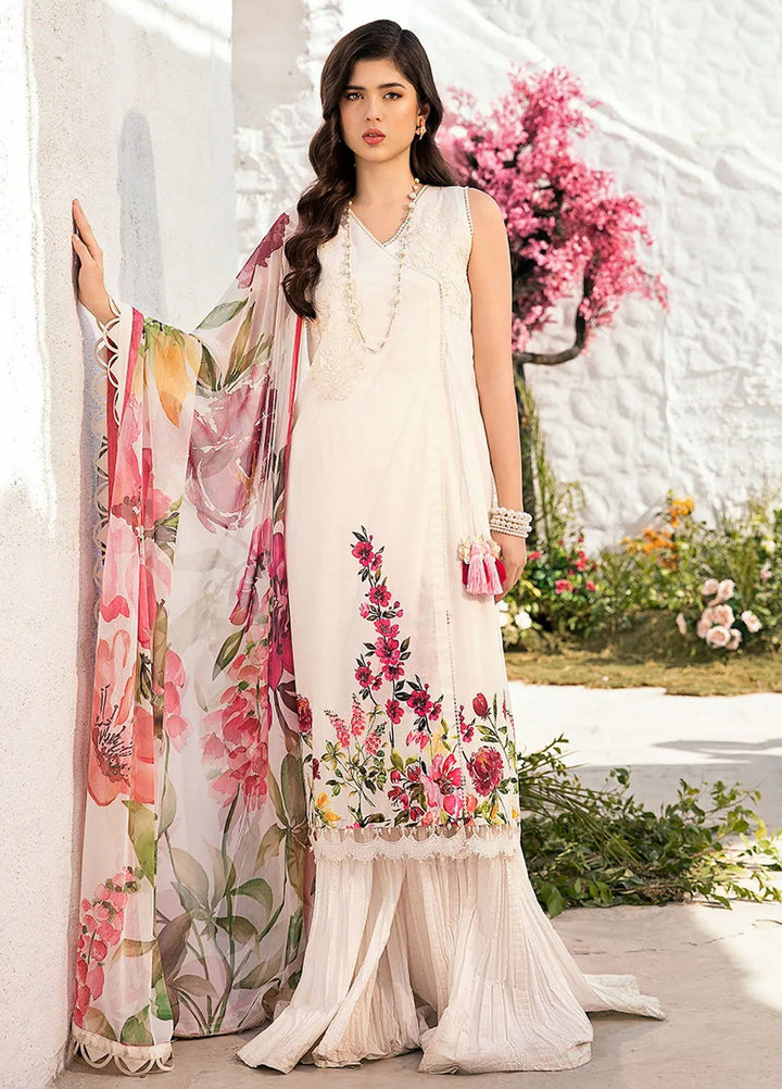 M Basics by Maria B Printed Lawn Suit Unstitched 3 Piece MB25BL D-1B - Summer Collection