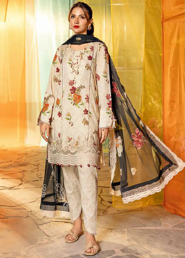 M Basics by Maria B Printed Lawn Suit Unstitched 3 Piece MB25BL D-2B - Summer Collection