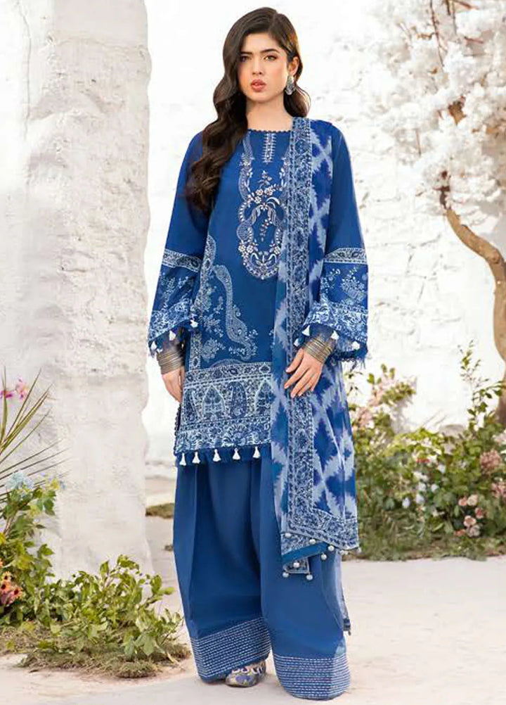 M Basics by Maria B Printed Lawn Suit Unstitched 3 Piece MB25BL D-3B - Summer Collection