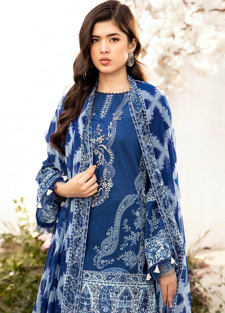 M Basics by Maria B Printed Lawn Suit Unstitched 3 Piece MB25BL D-3B - Summer Collection