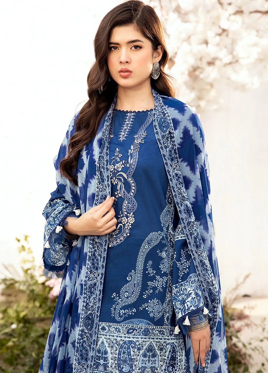 M Basics by Maria B Printed Lawn Suit Unstitched 3 Piece MB25BL D-3B - Summer Collection