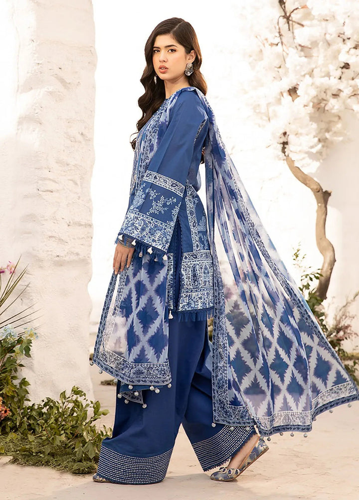 M Basics by Maria B Printed Lawn Suit Unstitched 3 Piece MB25BL D-3B - Summer Collection