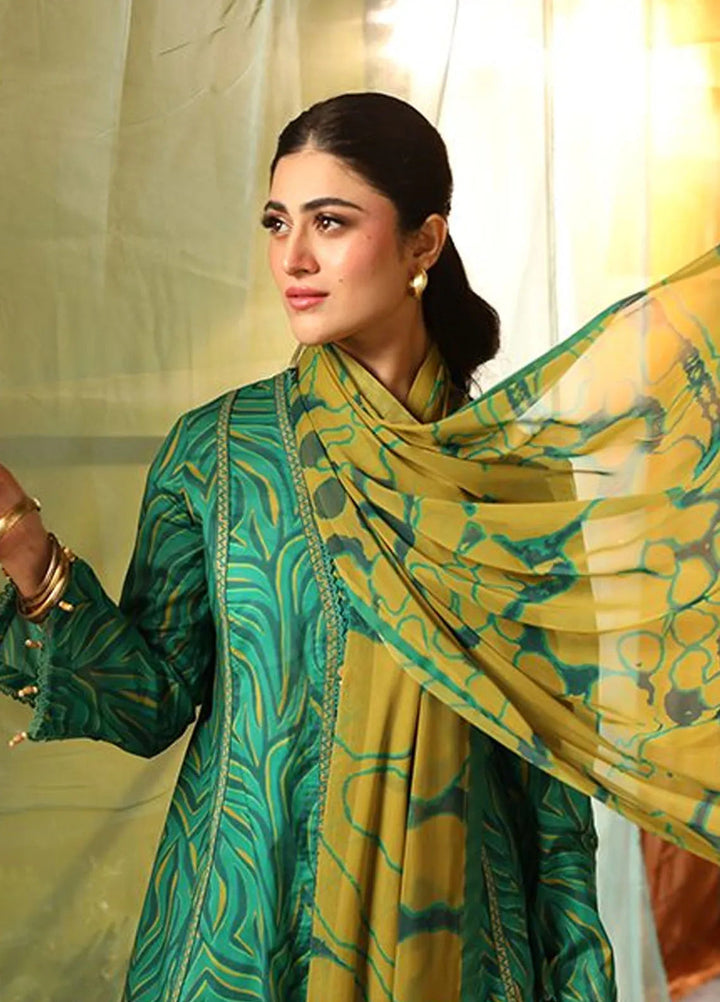 M Basics by Maria B Printed Lawn Suit Unstitched 3 Piece MB25BL D-4A - Summer Collection